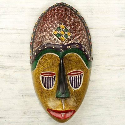 Alternate image for Artisan Crafted African Sese Wood Wall Mask from Ghana Unity Mask