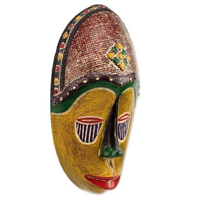 Alternate image for Artisan Crafted African Sese Wood Wall Mask from Ghana Unity Mask