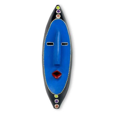 Alternate image for Blue Moon Kissing Original Artisan Crafted African Mask Osramo