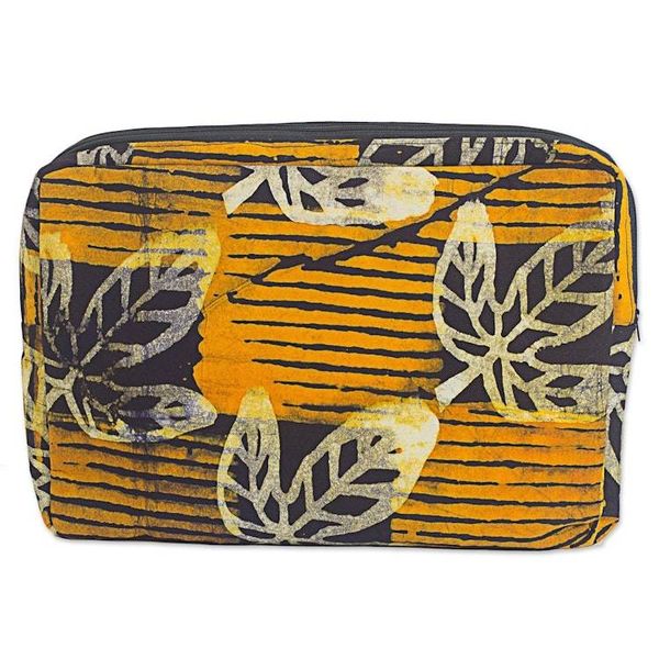 Alternate image for Batik Cotton14 Inch Tablet Sleeve in Saffron from Ghana Leafy Protector