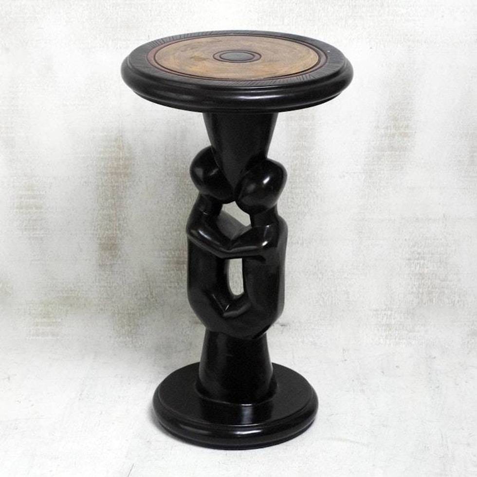 Romantic Cedar Wood Accent Table from Ghana 'Two Lovers'