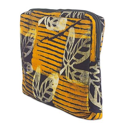 Alternate image for Batik Cotton14 Inch Tablet Sleeve in Saffron from Ghana Leafy Protector