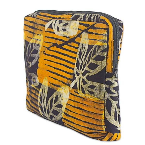 Alternate image for Batik Cotton14 Inch Tablet Sleeve in Saffron from Ghana Leafy Protector