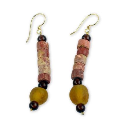 Alternate image for Bauxite Earrings Crafted by Hand with Recycled Beads Earths Warmth