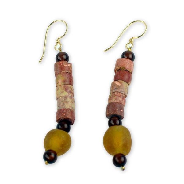 Alternate image for Bauxite Earrings Crafted by Hand with Recycled Beads Earths Warmth