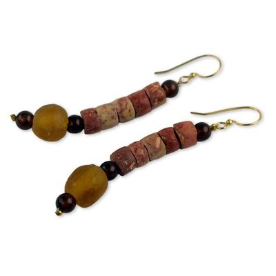 Alternate image for Bauxite Earrings Crafted by Hand with Recycled Beads Earths Warmth