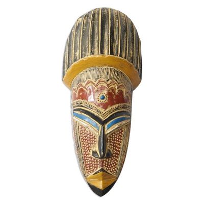 Alternate image for Hand Crafted West African Wood Wall Mask from Ghana May Kudi