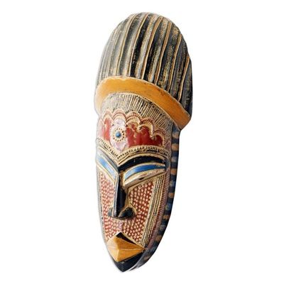 Alternate image for Hand Crafted West African Wood Wall Mask from Ghana May Kudi