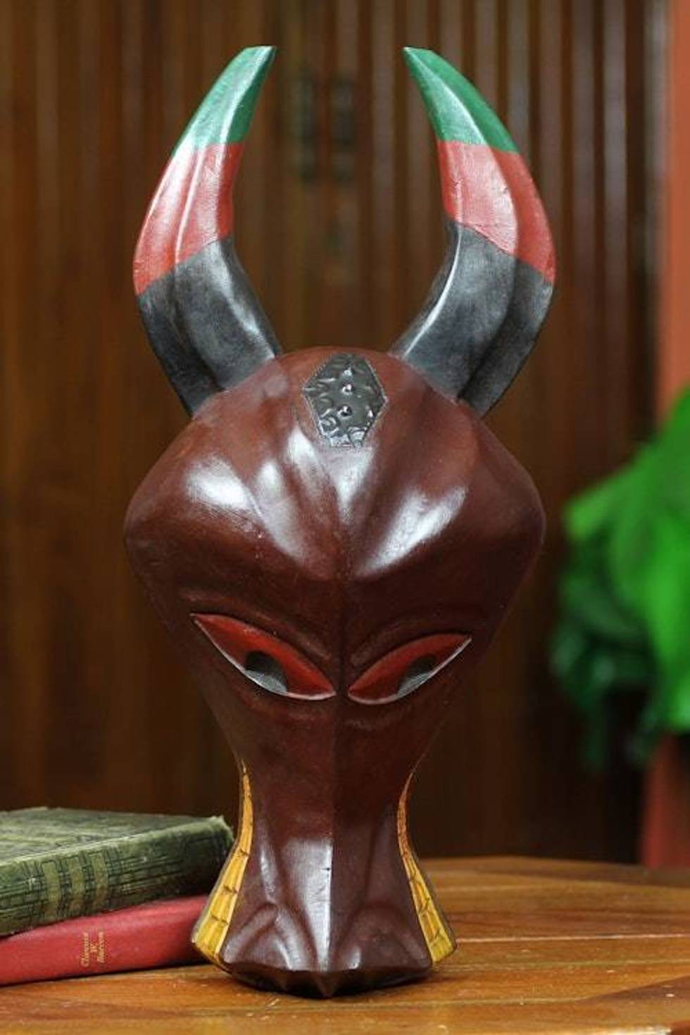 Hand Carved Wood Mask 'Strength of a Buffalo'