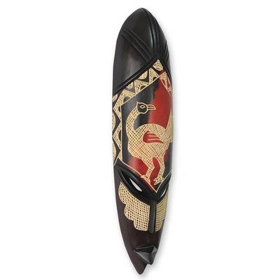 Alternate image for Original African Wood Mask Sankofa Wisdom