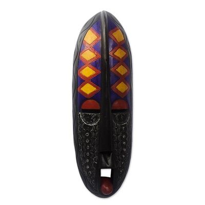 Alternate image for African Artisan Crafted Wall Mask with Embossed Aluminum Ebore Nesa