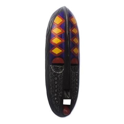Alternate image for African Artisan Crafted Wall Mask with Embossed Aluminum Ebore Nesa