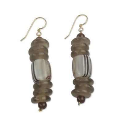 Alternate image for African Earrings Crafted by Hand with Recycled Beads Xose in Beige