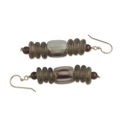 Alternate image for African Earrings Crafted by Hand with Recycled Beads Xose in Beige