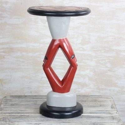 Alternate image for Hand-Carved Cedar Wood Accent Table from Ghana Red Faces