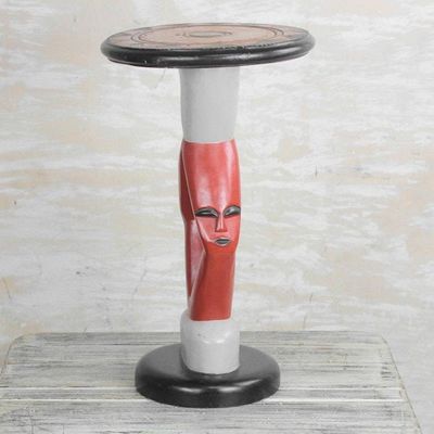 Alternate image for Hand-Carved Cedar Wood Accent Table from Ghana Red Faces