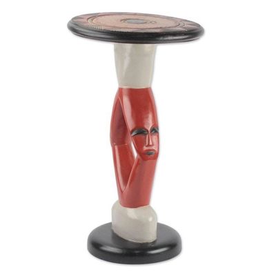 Alternate image for Hand-Carved Cedar Wood Accent Table from Ghana Red Faces