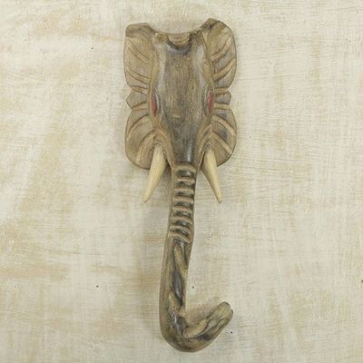 Alternate image for Hand Carved Elephant Head African Mask Noble Elephant