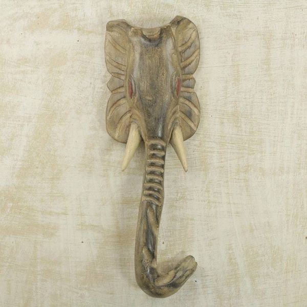 Alternate image for Hand Carved Elephant Head African Mask Noble Elephant