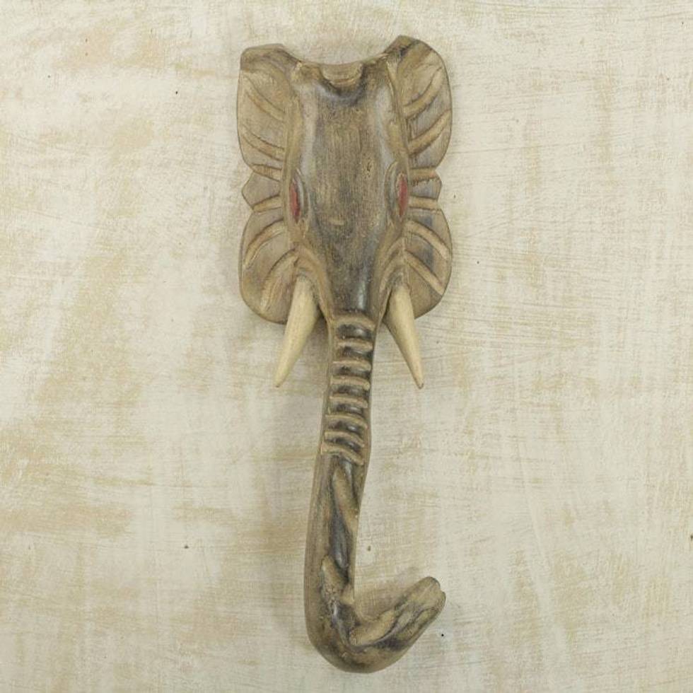Hand Carved Elephant Head African Mask 'Noble Elephant'