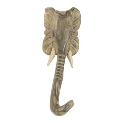 Alternate image for Hand Carved Elephant Head African Mask Noble Elephant
