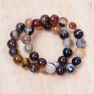 Alternate image for Agate and Recycled Glass Beaded Bracelet from Ghana Pair Imperial Duo