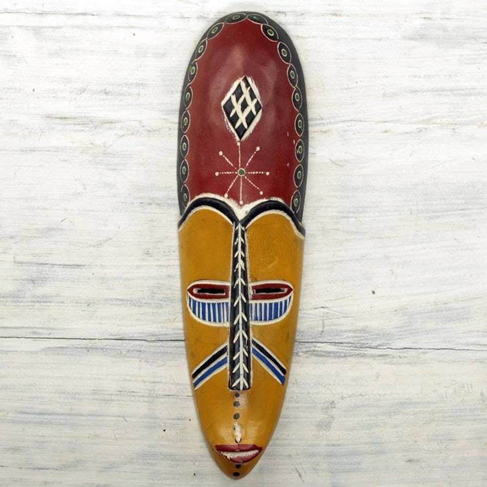 Artisan Crafted Decorative Wood African Mask 'Kantanka'