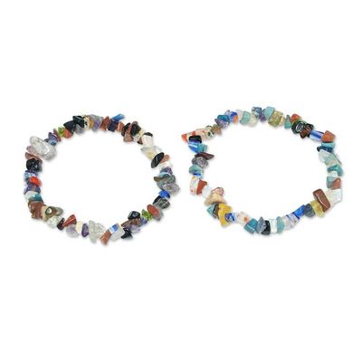 Alternate image for Eco-Friendly Glass Beaded Stretch Bracelet Pair from Ghana Unique Shades