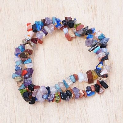 Alternate image for Eco-Friendly Glass Beaded Stretch Bracelet Pair from Ghana Unique Shades