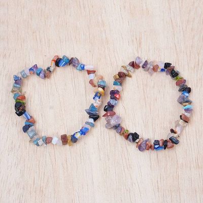 Alternate image for Eco-Friendly Glass Beaded Stretch Bracelet Pair from Ghana Unique Shades