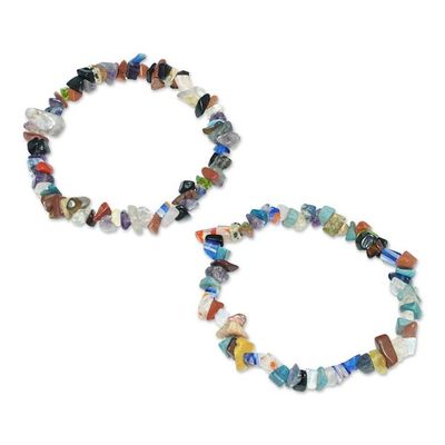 Alternate image for Eco-Friendly Glass Beaded Stretch Bracelet Pair from Ghana Unique Shades