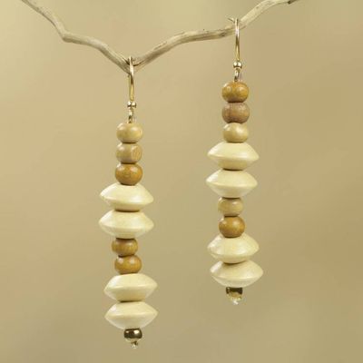 Alternate image for African Wood Beaded Earrings Artisan Crafted Jewelry Nubueke