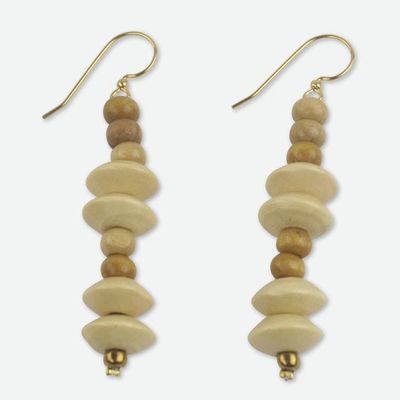 Alternate image for African Wood Beaded Earrings Artisan Crafted Jewelry Nubueke