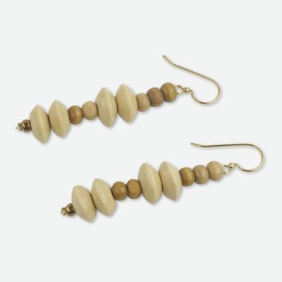 Alternate image for African Wood Beaded Earrings Artisan Crafted Jewelry Nubueke
