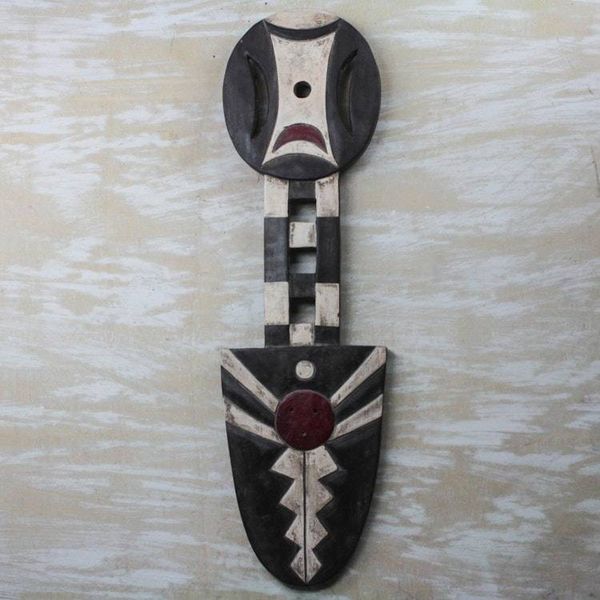 Alternate image for Brown and Off-White African Wood Decorative Wall Mask Dynamic Power