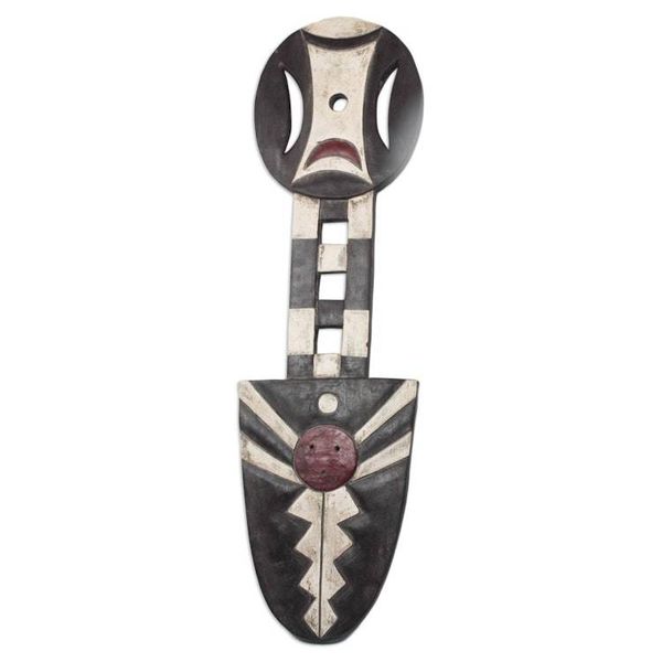 Alternate image for Brown and Off-White African Wood Decorative Wall Mask Dynamic Power
