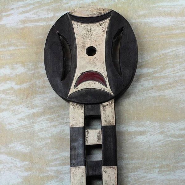 Alternate image for Brown and Off-White African Wood Decorative Wall Mask Dynamic Power