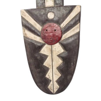 Alternate image for Brown and Off-White African Wood Decorative Wall Mask Dynamic Power