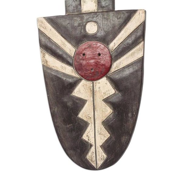 Alternate image for Brown and Off-White African Wood Decorative Wall Mask Dynamic Power