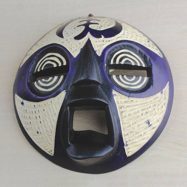 Alternate image for Adinkra Gye Nyame African Sese Wood Mask from Ghana Blue Gye Nyame