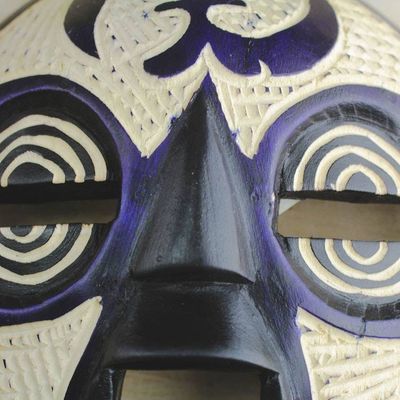 Alternate image for Adinkra Gye Nyame African Sese Wood Mask from Ghana Blue Gye Nyame