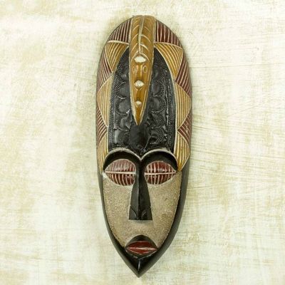 Alternate image for Artisan Made Original African Wall Mask of Peace with Dove Herjole