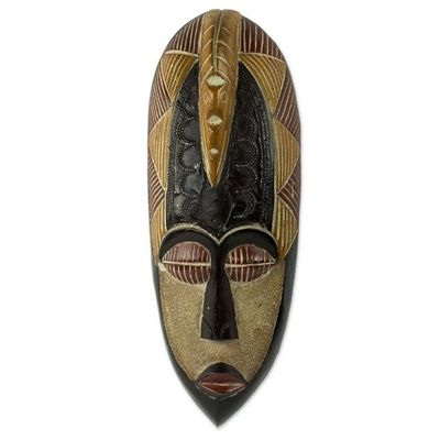 Alternate image for Artisan Made Original African Wall Mask of Peace with Dove Herjole