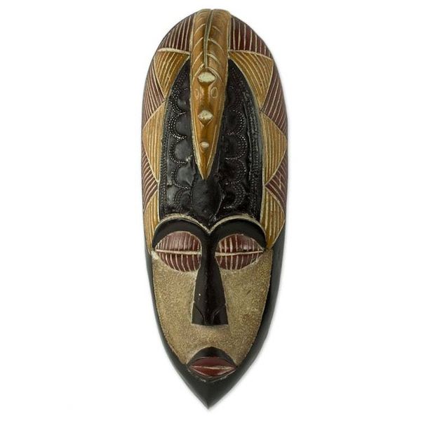Alternate image for Artisan Made Original African Wall Mask of Peace with Dove Herjole