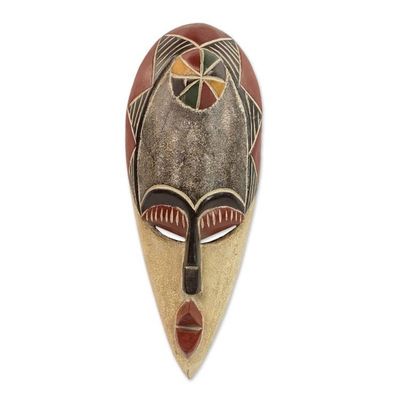 Alternate image for Hand Carved and Painted Sese Wood African Mask from Ghana Kasha