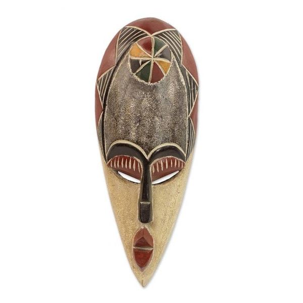 Alternate image for Hand Carved and Painted Sese Wood African Mask from Ghana Kasha
