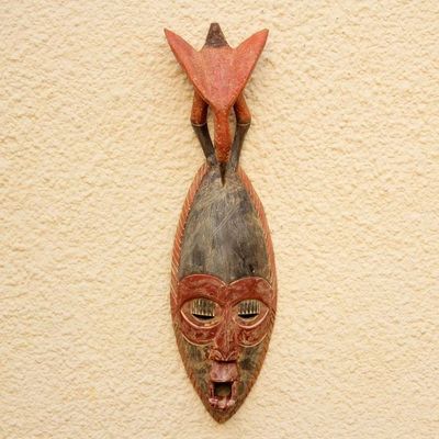 Alternate image for African Wood Mask with an Eagle on Top from Ghana Eagle Head