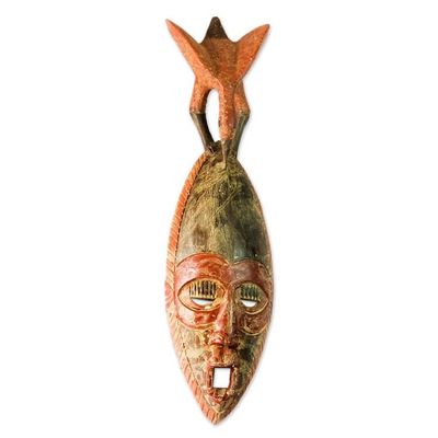 Alternate image for African Wood Mask with an Eagle on Top from Ghana Eagle Head