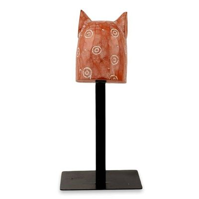 Alternate image for Wild Cat African Mask Sculpture with Stand Fierce Leopard