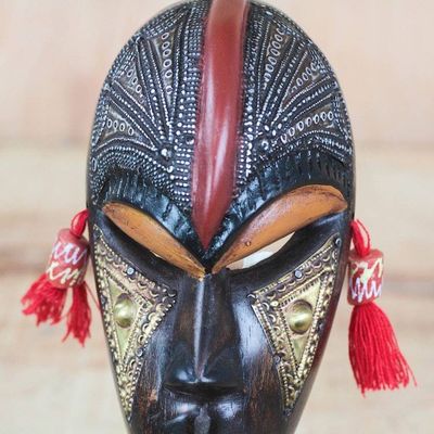 Alternate image for Handmade African Sese Wood Tabletop Mask from Ghana Striking Beauty